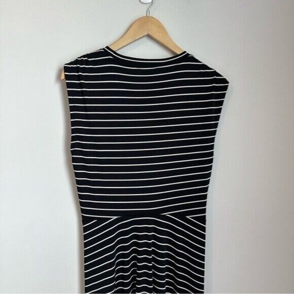 Banana Republic Stripe Twist FrontMidi Dress Size Medium Black & White - Picture 9 of 15